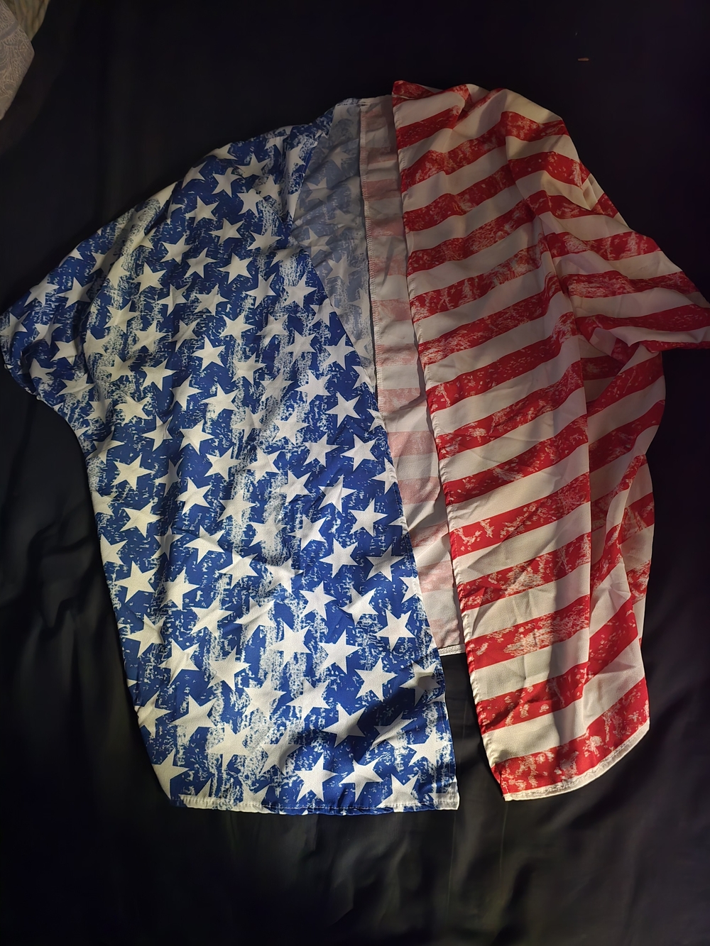 Stars & Stripes Flag Print Kimono - Open Top - Blue & Red